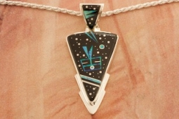 Calvin Begay Sterling Silver Night Sky Arrowhead Pendant